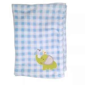 Snugly Baby Elephant Bird Peanuts Check Lovey Security Blanket 30" X 39"